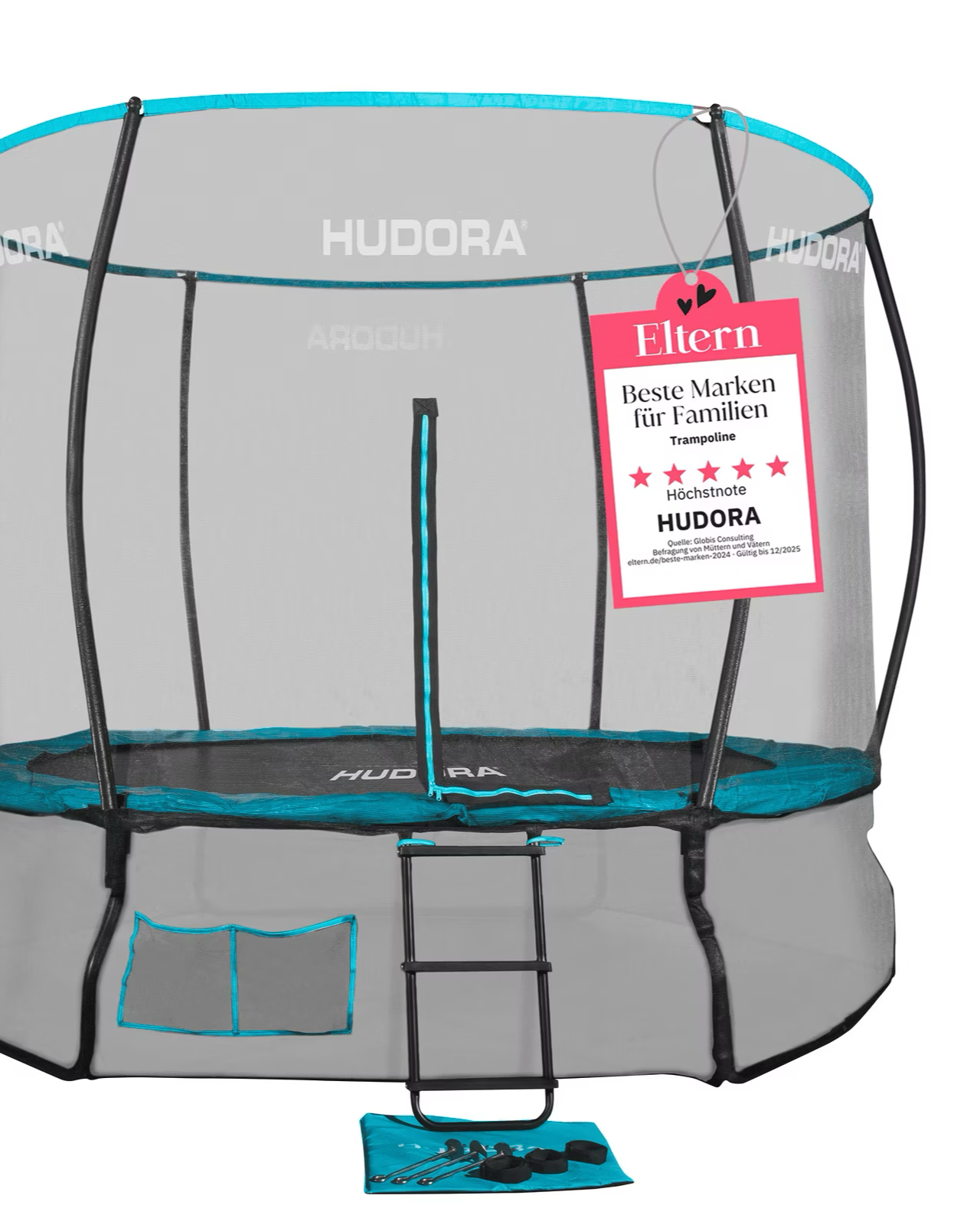 Trampoline Rectangulaire HUDORA 4square – 244x366 Cm Ou 215x305 Cm, 120 Kg, Ressorts Biconiques, Filet Sécurité, Cadre Galvanisé