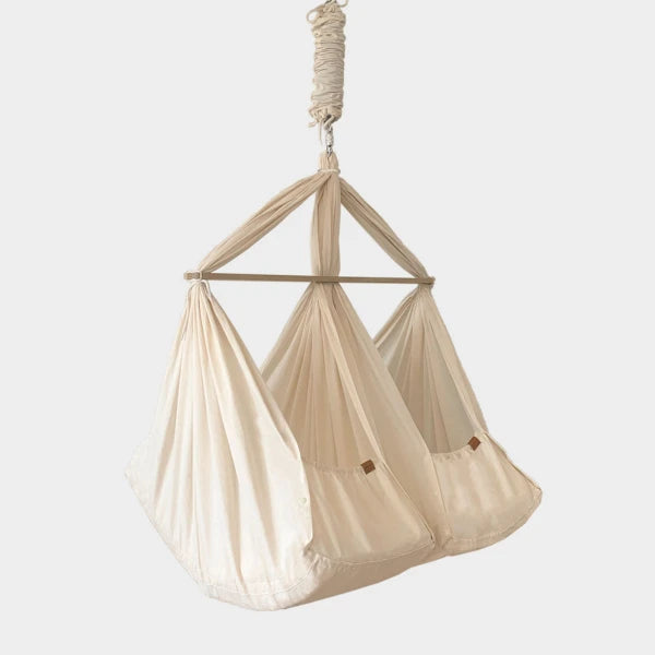 MEMBANTU PREMIUM Rundum-Sorglos-Set Zwillinge (Zwillingswiege + Motor mit Fernsteuerung + Ständer) MEMBANTU