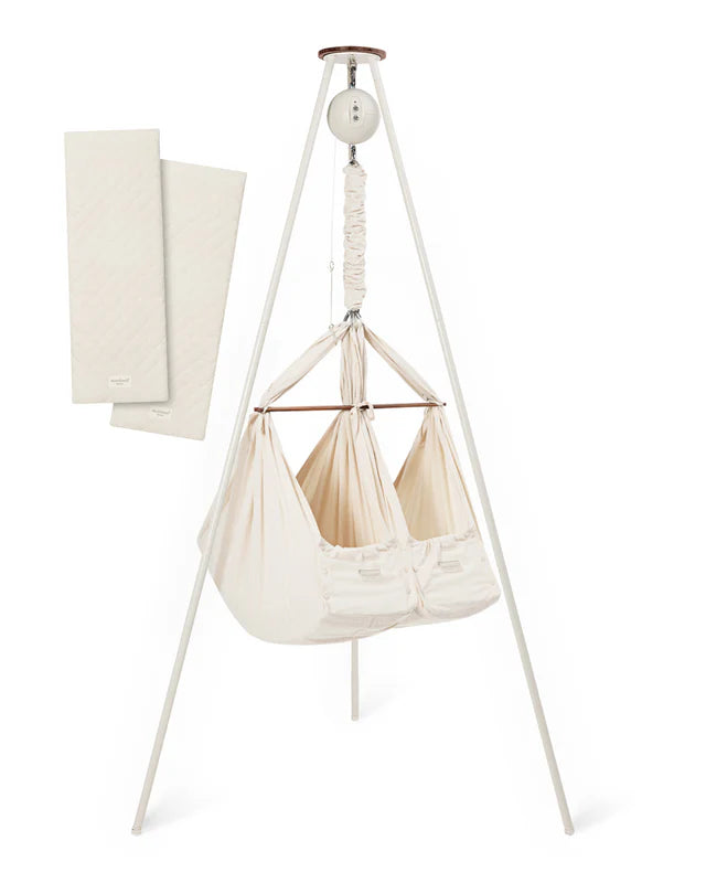MOONBOON Classic Bundle Zwillings-Federwiege (Federwiege + Motor + Ständer) Moonboon