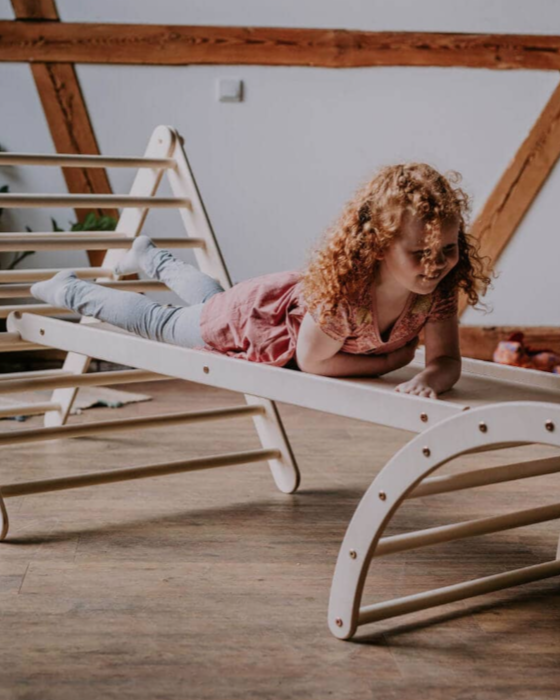 KLETTERLING Pandaling Set aus Kletterdreieck mit Rutsche und Kletterbogen Kletterling