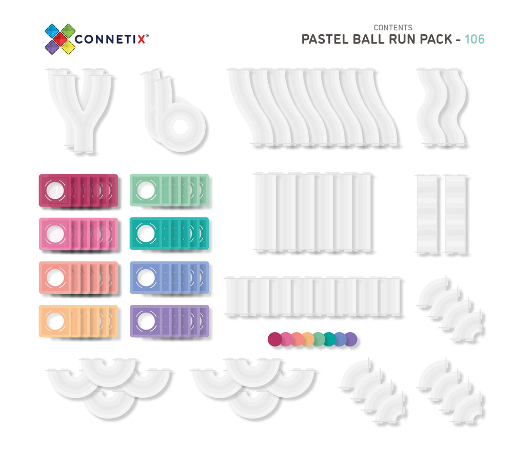 Connetix Magnetbausteine Pastel Kugelbahn - 106 Teile (unvollständig) Connetix