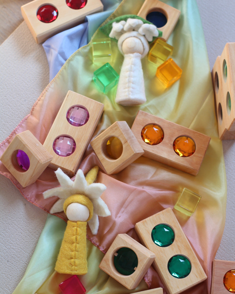 BAUSPIEL Kleine Farbstraße mit Lichtbauwürfel 45 Teile