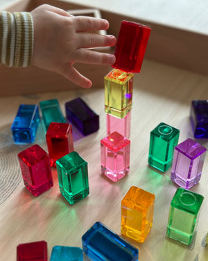 BAUSPIEL Lichtbauquader 24 Teile im Holzkasten