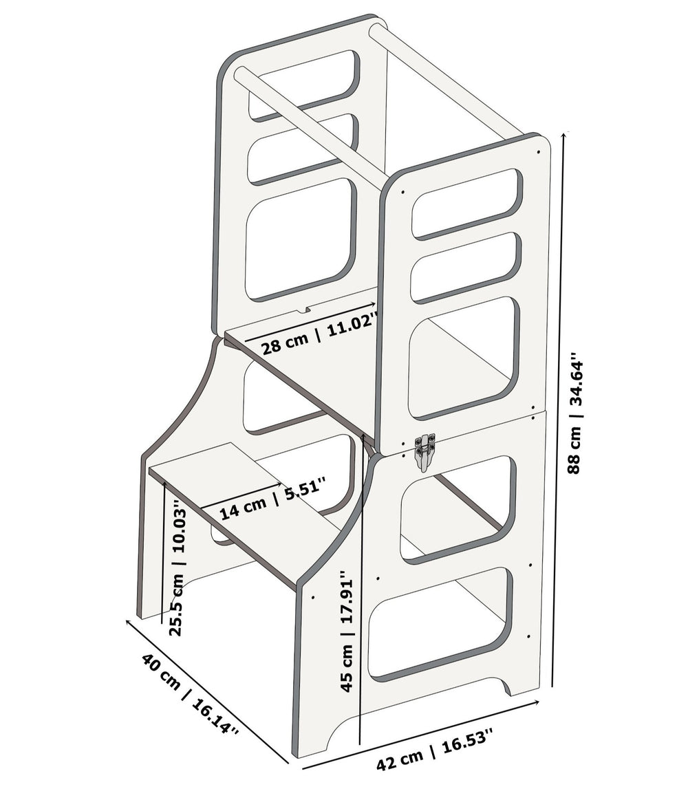 DUCK WOODWORKS Klappbarer Lernturm & Bastel-Tisch 2 in 1 Duck Woodworks