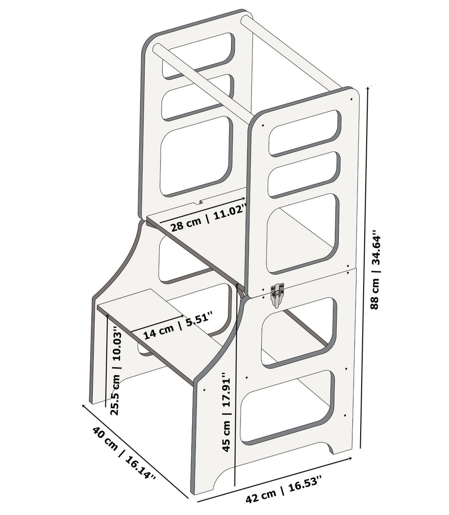DUCK WOODWORKS Klappbarer Lernturm & Bastel-Tisch 2 in 1 Duck Woodworks