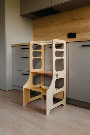 DUCK WOODWORKS Klappbarer Lernturm & Bastel-Tisch 2 in 1