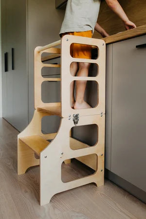 DUCK WOODWORKS Klappbarer Lernturm & Bastel-Tisch 2 in 1