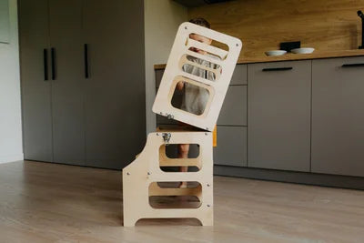 DUCK WOODWORKS Klappbarer Lernturm & Bastel-Tisch 2 in 1