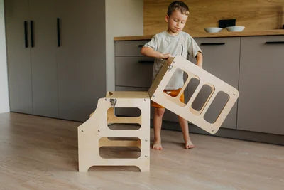 DUCK WOODWORKS Klappbarer Lernturm & Bastel-Tisch 2 in 1