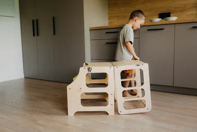 DUCK WOODWORKS Klappbarer Lernturm & Bastel-Tisch 2 in 1