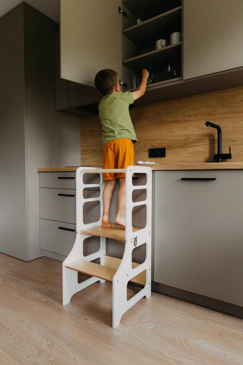 DUCK WOODWORKS Klappbarer Lernturm & Bastel-Tisch 2 in 1
