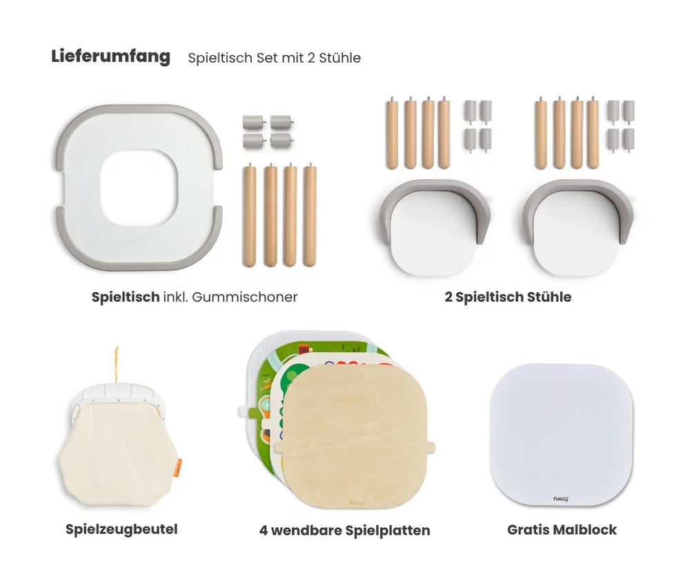FUNZY Spieltisch Set mit 2 Stühlen