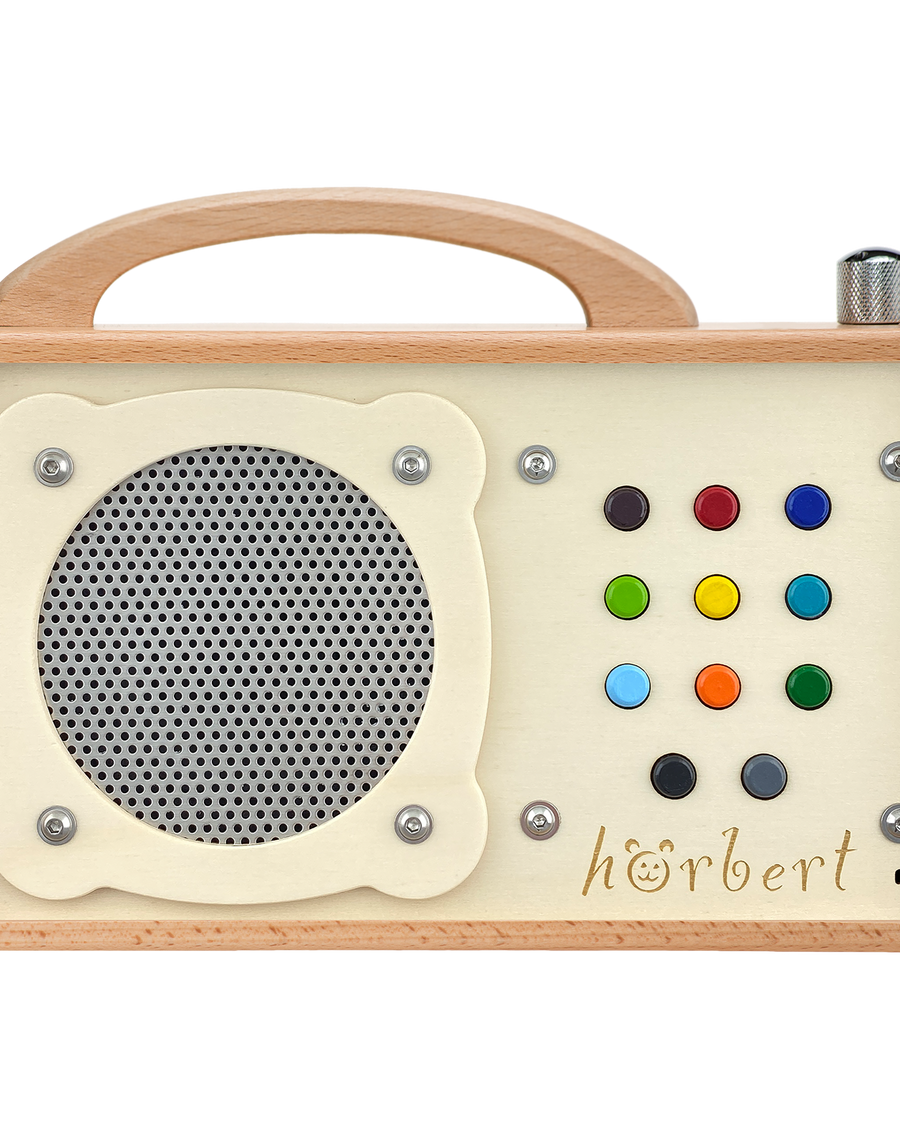 hörbert Musikbox aus Holz mit Mikrofon