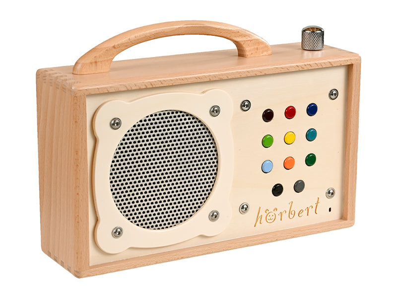 hörbert Musikbox aus Holz mit Mikrofon