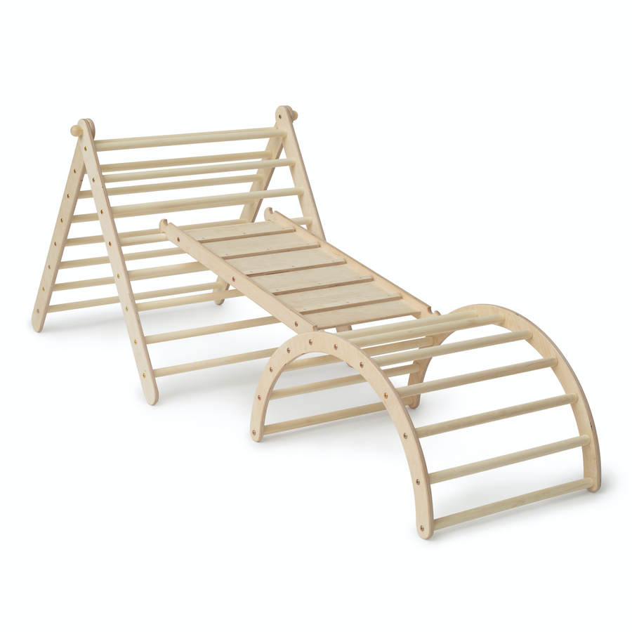 KLETTERLING Pandaling Set aus Kletterdreieck mit Rutsche und Kletterbogen Kletterling