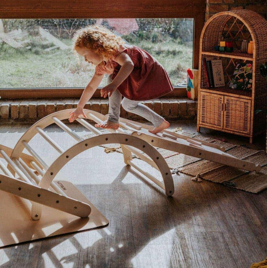 KLETTERLING Pandaling Set aus Kletterdreieck mit Rutsche und Kletterbogen Kletterling