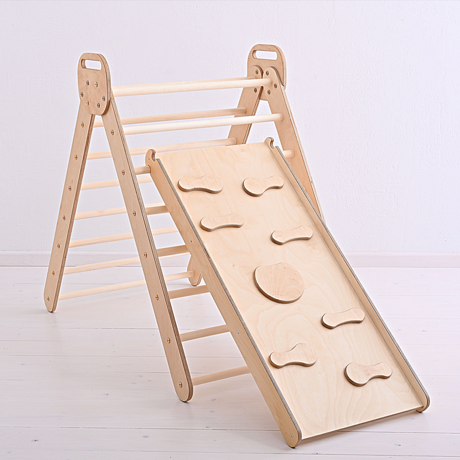 Klappbares Pikler Dreieck mit Rutsche / Kletterrampe